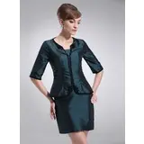 Sheath Strapless Short/Mini Taffeta Mother of the Bride Dress (008006207)