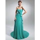 Impero A cuore Coda a strascico corto Chiffon Abito feste con Increspature (018015069)