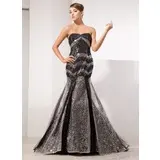 Mermaid Sweetheart Court Train Tulle Sequined Prom Dress (018014474)