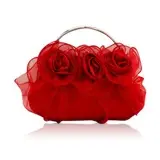 Red Silk Shell With Flower Evening Handbags/ Clutches (012011027)