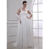 Empire Sweetheart Watteau Train Chiffon Wedding Dress With Lace Beadwork (002011765)
