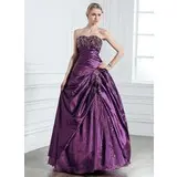 Ball-Gown Sweetheart Floor-Length Taffeta Tulle Quinceanera Dress With Embroidered Beading (021005237)