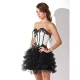 A-Line/Princess Sweetheart Short/Mini Satin Tulle Cocktail Dress With Lace Beading Sequins (016005846)