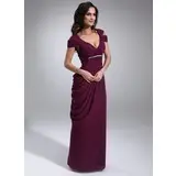 Sheath V-neck Floor-Length Chiffon Mother of the Bride Dress With Ruffle Beading (008021115)