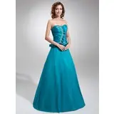 A-Line/Princess Sweetheart Floor-Length Taffeta Quinceanera Dress With Ruffle Beading (021025996)