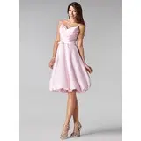 A-Line/Princess Sweetheart Knee-Length Charmeuse Bridesmaid Dress With Ruffle Sash (007020678)