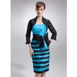 Sheath Knee-Length Taffeta Mother of the Bride Dress With Ruffle (008006280)
