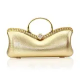 (Gold)Faux Leather With Rhinestone Evening Handbags/ Clutches/ Top Handle Bags/ Novelty (012013428)