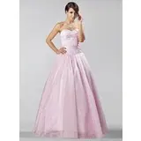A-Line/Princess Sweetheart Floor-Length Organza Satin Quinceanera Dress With Beading (021020885)
