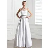 A-Line/Principessa A cuore Al pavimento Raso Abiti per matrimonio con Bigiotteria (002005275)