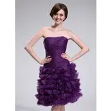 A-Line/Princess Strapless Knee-Length Organza Homecoming Dress With Ruffle (022025384)