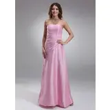 A-Line/Princess Strapless Floor-Length Taffeta Bridesmaid Dress With Ruffle (007001130)
