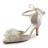 Cetim Salto agulha Sandálias Sapatos de casamento com Imitação de pérola (047005172)