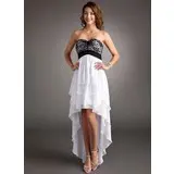 Empire Sweetheart Asymmetrical Chiffon Charmeuse Homecoming Dress With Lace (022008962)