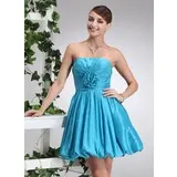 Empire Strapless Short/Mini Taffeta Homecoming Dress With Ruffle Flower(s) (022020749)