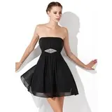 Empire Strapless Short/Mini Chiffon Homecoming Dress With Ruffle Beading (022021069)
