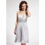 Empire Sweetheart Short/Mini Charmeuse Homecoming Dress With Ruffle Beading (022004402)