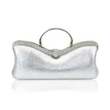 (Silver)Faux Leather With Rhinestone Evening Handbags/ Clutches/ Top Handle Bags/ Novelty (012013429)