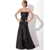 Sereia Coração Vestidos longo Tafetá Vestido de madrinha com Pregueado (007001826)