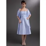 A-Line/Princess Sweetheart Tea-Length Taffeta Bridesmaid Dress With Ruffle (007000971)