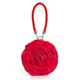 Red Satin Shell Evening Bag Handbag Purse Clutch  (012005447)