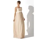 Empire Square Neckline Floor-Length Chiffon Charmeuse Maternity Bridesmaid Dress With Sash (045004409)