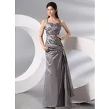 Sheath Halter Floor-Length Taffeta Evening Dress With Ruffle Beading (017014001)