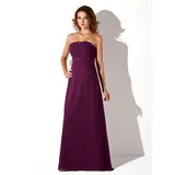 Empire Strapless Floor-Length Chiffon Bridesmaid Dress With Ruffle Beading (007001776)