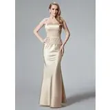Mermaid Sweetheart Floor-Length Charmeuse Evening Dress With Lace (017004466)