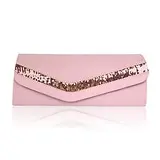 (Pink)Gorgeous Satin/ Silk Shell With Beading Evening Handbags/ Clutches (012013552)