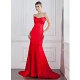 Stile sirena A cuore Coda a strascico corto Raso Abiti da sera (017022528)