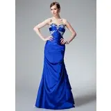 Mermaid Sweetheart Floor-Length Charmeuse Evening Dress With Ruffle Beading Appliques (017004185)