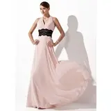 A-Line/Princess Halter Floor-Length Chiffon Evening Dress With Ruffle Lace (017021127)