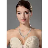 High Quality Czech Rhinestones With Alloy Plated Wedding Jewelry Set,Including Necklace And Earrings (011006982)
