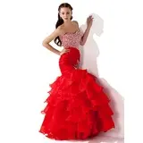 Mermaid Sweetheart Floor-Length Organza Satin Prom Dress With Ruffle Beading Sequins (018005174)