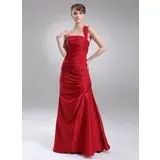 Sheath One-Shoulder Floor-Length Taffeta Desperate Housewives Style Dresses With Ruffle (025003980)