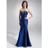 Mermaid Strapless Floor-Length Taffeta Bridesmaid Dress With Ruffle Beading (007001061)