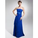 Império Sem alça Vestidos longo Chifon Charmeuse Vestido de madrinha com Pregueado (007014671)