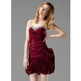 Sheath Sweetheart Short/Mini Taffeta Homecoming Dress With Ruffle Beading Flower(s) (022004332)