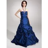 A-Line/Princess Halter Floor-Length Taffeta Quinceanera Dress With Ruffle Beading (021020760)
