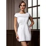 Corto reto/ Justo Decote redondo Curto/Mini Cetim Vestidos de cocktail com Nenhuma (016008261)