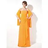 Tubo Sem alça Vestidos longo Chiffon Vestido de madrinha com Pregueado (007001016)