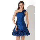 A-Line/Princess One-Shoulder Short/Mini Taffeta Homecoming Dress With Ruffle (022021075)