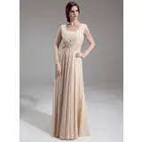 A-Line/Princess Square Neckline Floor-Length Chiffon Mother of the Bride Dress With Ruffle Beading (008005992)