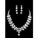 Gorgeous Alloy With Rhinestones/Imitation Pearls Wedding Bridal Necklace and Earrings Jewelry Set (011009885)