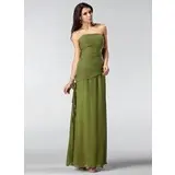 A-Line/Principessa Senza spalline Al pavimento Chiffon Abito da damigella con Increspature Fiori (008005212)