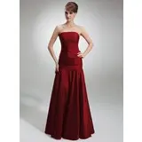 Mermaid Strapless Floor-Length Taffeta Bridesmaid Dress With Ruffle (007001839)