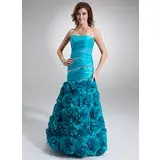 A-Line/Princess Floor-Length Taffeta Prom Dress With Ruffle Beading (018020805)