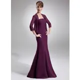Sheath Strapless Sweep Train Chiffon Mother of the Bride Dress (008006528)