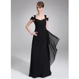A-Line/Princess Off-the-Shoulder Floor-Length Chiffon Evening Dress With Ruffle (017021117)